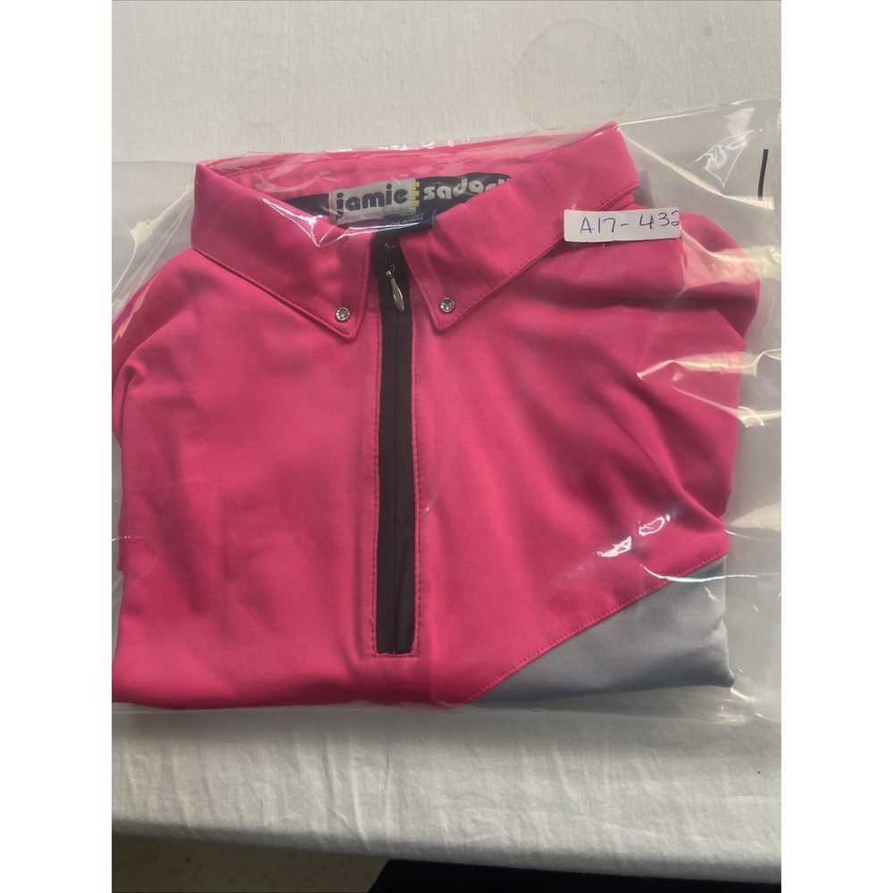 Jamie Sadock Top Womens Small Pink Golf 1/4 Zip Polo Short Sleeves Stretch Knit - Picture 7 of 7